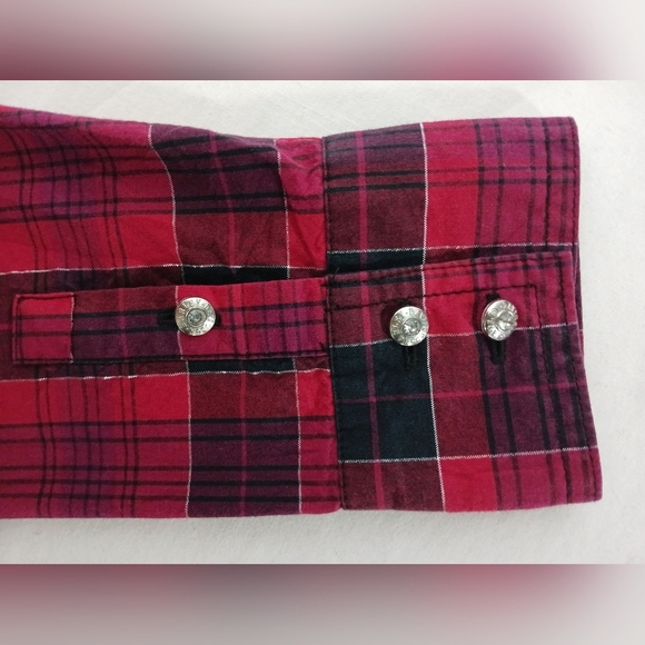 Harley Davidson Ladies Downswept Wing Plaid Cotton Longsleeve  Shirt. S - Picture 3 of 12